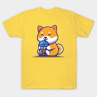 Cute Shiba Inu Drink Chocolate Milk T-Shirt